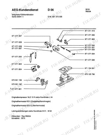 Взрыв-схема холодильника Aeg SAN3034 I - Схема узла Refrigerator electrical equipment