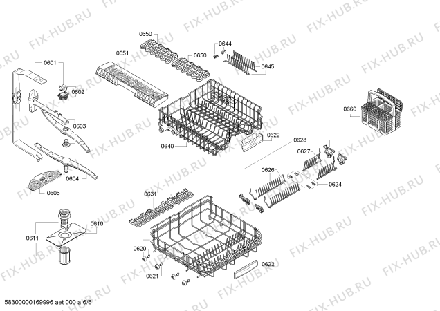 Взрыв-схема посудомоечной машины Bosch SMU54M95II HydroSTAR - TP3 - Схема узла 06