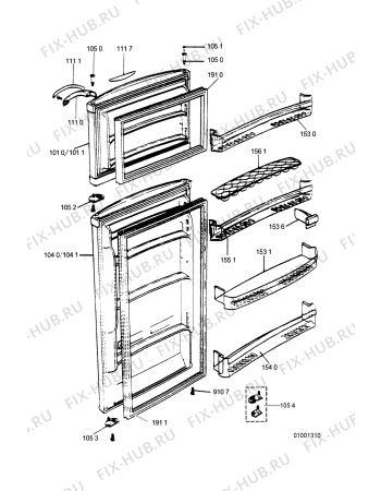 Схема №4 RBF 37/I с изображением Дверца для холодильника Whirlpool 481241818415