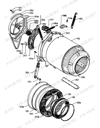 Взрыв-схема стиральной машины Zanussi ZL1256J - Схема узла Tub and drum