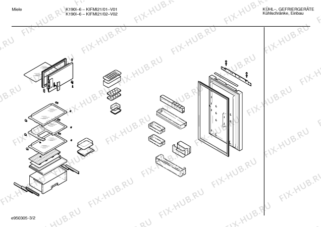 Взрыв-схема холодильника Miele KIFMI21 K190I-6 - Схема узла 02