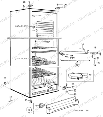 Взрыв-схема холодильника Elektro Helios KF3007 - Схема узла C10 Cabinet