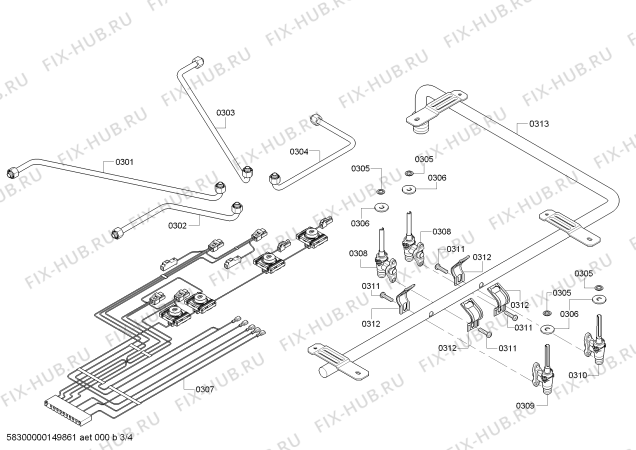 Схема №4 SGS304FS Thermador с изображением Варочная панель для плиты (духовки) Bosch 00246958