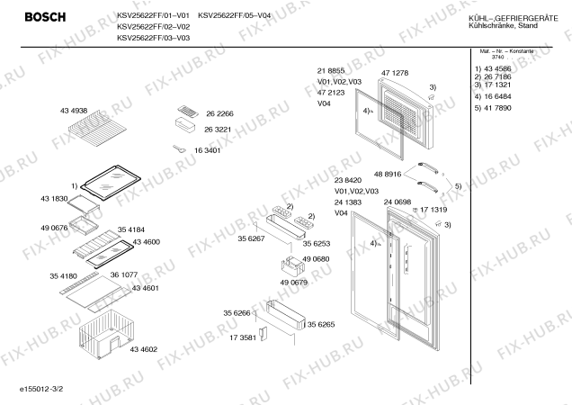 Схема №2 KSV25622FF с изображением Дверь для холодильника Bosch 00240698