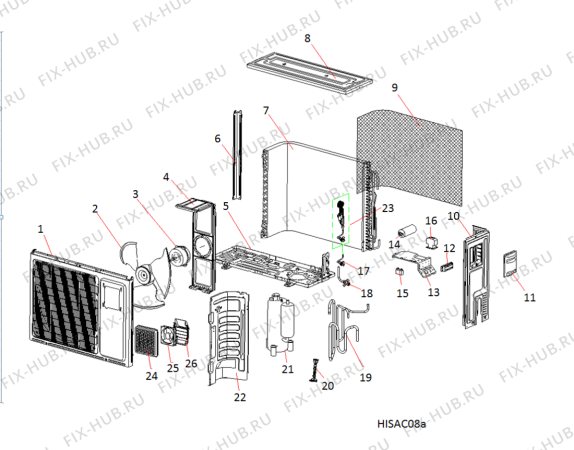 Схема №1 INAC2443DO (F104411) с изображением Дроссель для сплит-системы Indesit C00513651