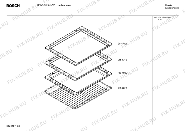 Схема №5 HEN3222 с изображением Инструкция по эксплуатации для плиты (духовки) Bosch 00585565
