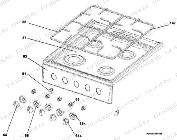 Взрыв-схема плиты (духовки) Zanussi ZCG501W - Схема узла Section 4