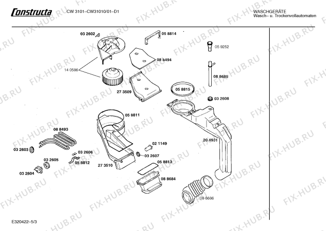 Взрыв-схема стиральной машины Constructa CW31010 CW3101 - Схема узла 03
