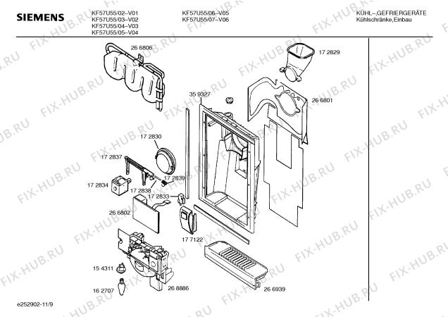 Схема №9 KF57U55 с изображением Панель для холодильника Siemens 00355780