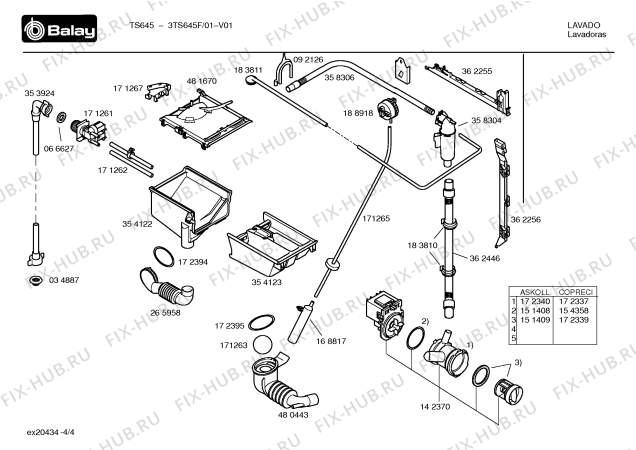 Схема №4 3TS645F с изображением Таблица программ для стиралки Bosch 00421778