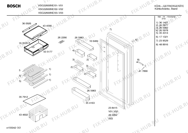 Схема №2 KSG32600NE с изображением Панель для холодильника Bosch 00435655