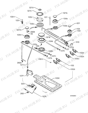 Взрыв-схема плиты (духовки) Zoppas P955AS - Схема узла Functional parts 267