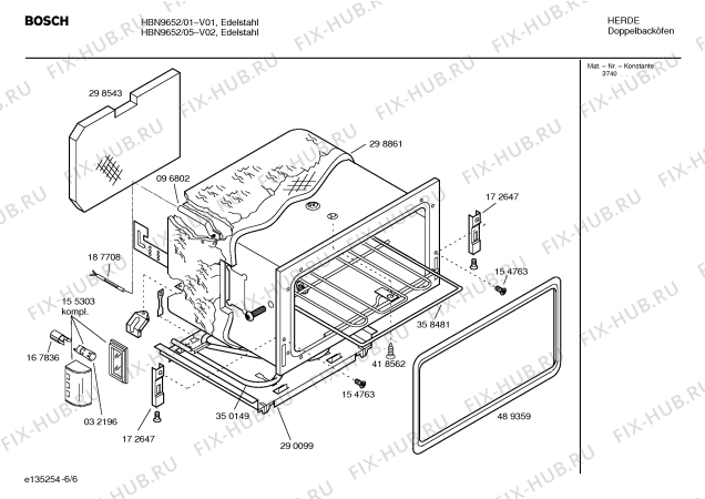 Взрыв-схема плиты (духовки) Bosch HBN9652 - Схема узла 06