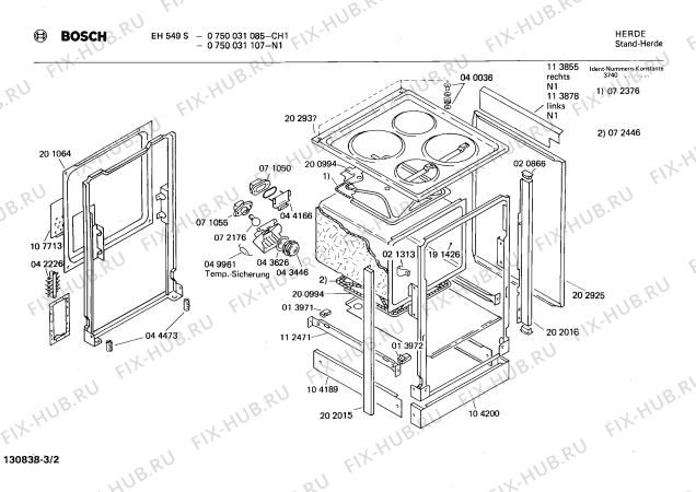 Взрыв-схема плиты (духовки) Bosch 0750031107 EH549S - Схема узла 02