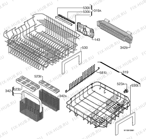 Взрыв-схема посудомоечной машины Rex Electrolux TS00XE - Схема узла Basket 160