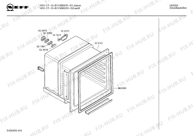 Схема №6 B1130W2 1031.CT15 с изображением Инструкция по эксплуатации для плиты (духовки) Bosch 00517065