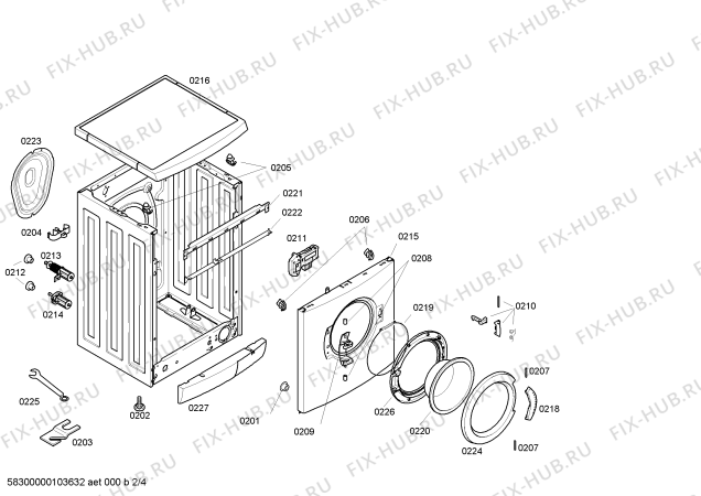 Взрыв-схема стиральной машины Bosch WFO1661PL Maxx WFO 1661 - Схема узла 02