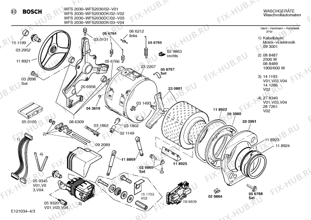 Взрыв-схема стиральной машины Bosch WFS2030DC WFS2030 - Схема узла 03