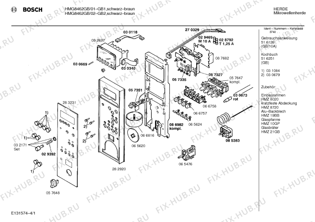 Схема №4 HMG8462GB с изображением Инструкция по эксплуатации для микроволновки Bosch 00516126