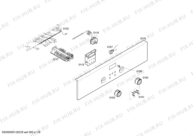 Схема №4 VVH32C1160 с изображением Панель управления для духового шкафа Bosch 00667517