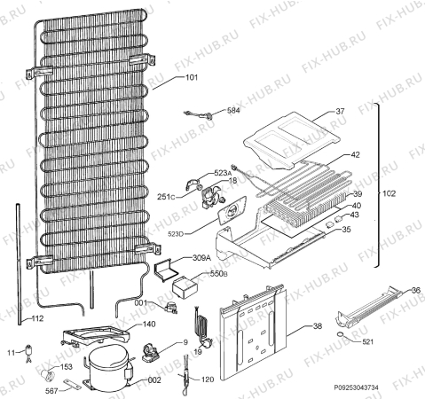 Взрыв-схема холодильника Electrolux ENB38633X - Схема узла Cooling system 017