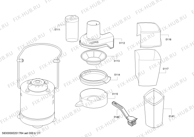 Схема №1 TJE7681XJM Juice Master 176.8 с изображением Толкатель для электросоковыжималки Bosch 00798242