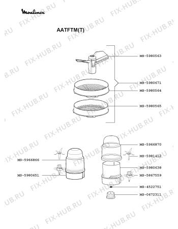 Взрыв-схема кухонного комбайна Moulinex AATFTM(T) - Схема узла SP002494.0P3