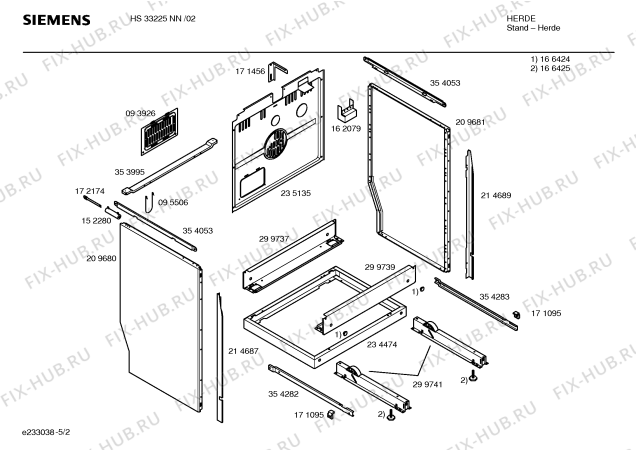 Схема №4 HS33225NN с изображением Инструкция по эксплуатации для плиты (духовки) Siemens 00523220