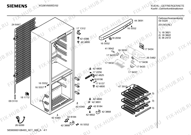 Схема №3 KG36V600SD с изображением Инструкция по эксплуатации для холодильника Siemens 00595529