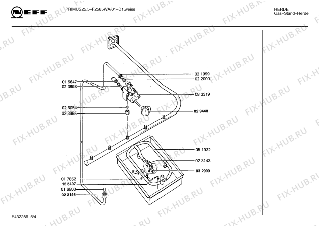 Взрыв-схема плиты (духовки) Neff F2585WA PRIMUS 25.5F - Схема узла 04