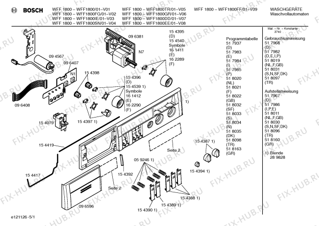 Схема №4 WFF1800FF WFF1800 с изображением Индикатор для стиральной машины Bosch 00162289
