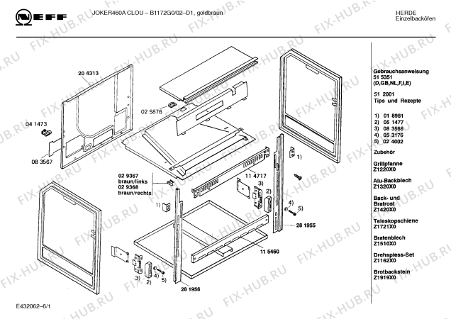 Схема №4 B1172G0 JOKER 460 A CLOU с изображением Панель управления для плиты (духовки) Bosch 00282032