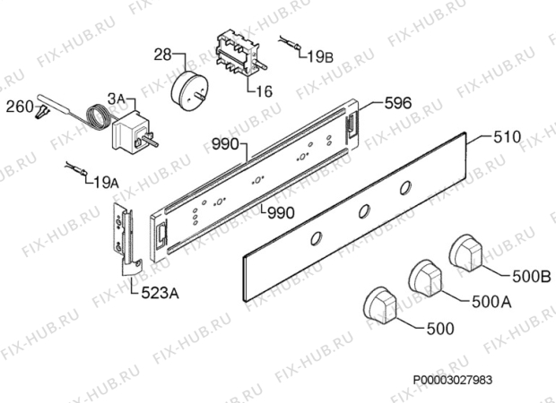 Взрыв-схема плиты (духовки) Rex Electrolux FQ62BV - Схема узла Command panel 037