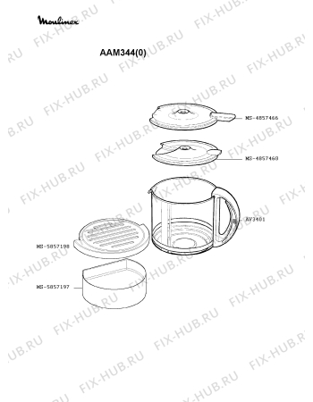 Взрыв-схема кофеварки (кофемашины) Moulinex AAM344(0) - Схема узла GP001848.4P2