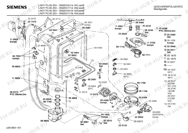 Взрыв-схема посудомоечной машины Siemens SN25317 - Схема узла 02