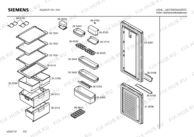 Схема №3 KG24VF2 с изображением Дверь для холодильной камеры Siemens 00236281