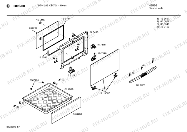 Взрыв-схема плиты (духовки) Bosch HSN202KSC - Схема узла 04