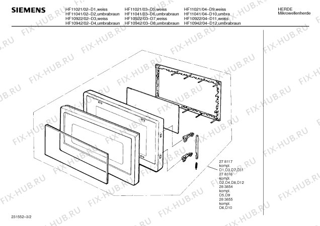 Схема №2 HF10922 с изображением Корпус для микроволновой печи Siemens 00059112