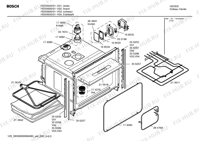 Взрыв-схема плиты (духовки) Bosch HEN5600 - Схема узла 03