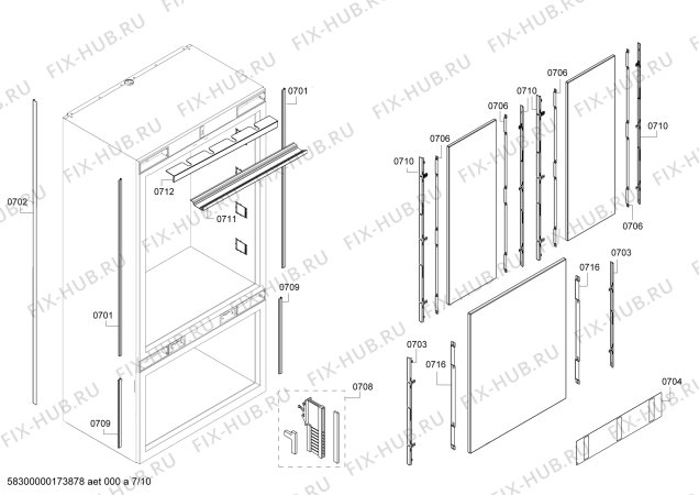 Схема №7 T30BB810SS с изображением Панель для холодильника Bosch 00746898