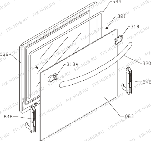 Схема №1 3CGX340BP (187694, P51A1-13VTD) с изображением Ручка двери для плиты (духовки) Gorenje 188120