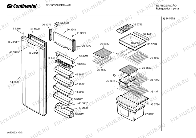 Взрыв-схема холодильника Continental RSG305026N - Схема узла 02