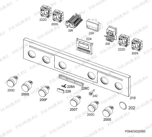 Взрыв-схема плиты (духовки) Aeg CCB6644ABM - Схема узла Command panel 037