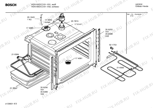 Взрыв-схема плиты (духовки) Bosch HEN102DCC - Схема узла 03