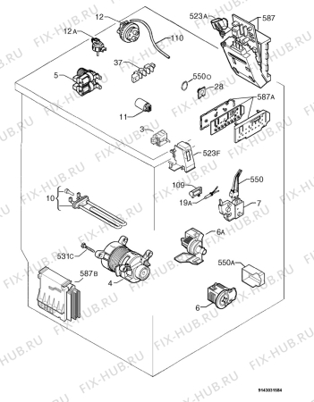 Взрыв-схема стиральной машины Electrolux EWF14115 - Схема узла Electrical equipment 268