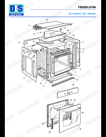 Схема №2 PMAN 8 с изображением Элемент корпуса для духового шкафа DELONGHI 35F6007APR