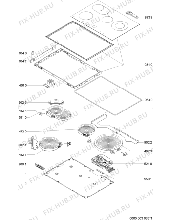 Схема №1 AKT 173/IX с изображением Керамическая поверхность для плиты (духовки) Whirlpool 481244039939