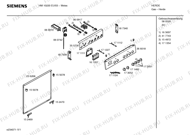 Схема №4 HM10220EU с изображением Панель управления для духового шкафа Siemens 00366018