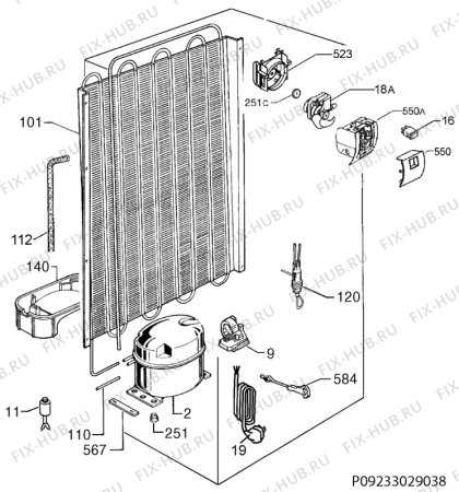 Взрыв-схема холодильника Rex Electrolux RRA33430W - Схема узла Cooling system 017