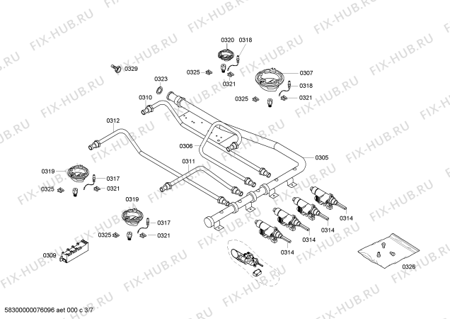 Взрыв-схема плиты (духовки) Bosch HSW722020E - Схема узла 03